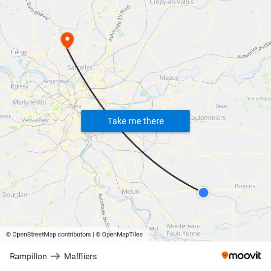 Rampillon to Maffliers map