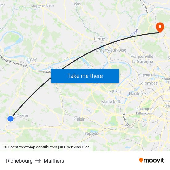 Richebourg to Maffliers map