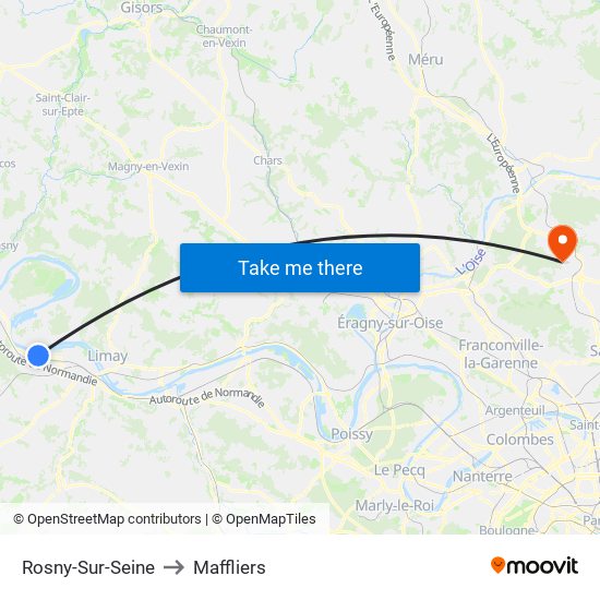 Rosny-Sur-Seine to Maffliers map