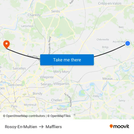 Rosoy-En-Multien to Maffliers map
