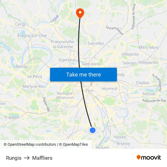 Rungis to Maffliers map