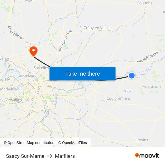 Saacy-Sur-Marne to Maffliers map