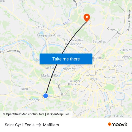 Saint-Cyr-L'Ecole to Maffliers map