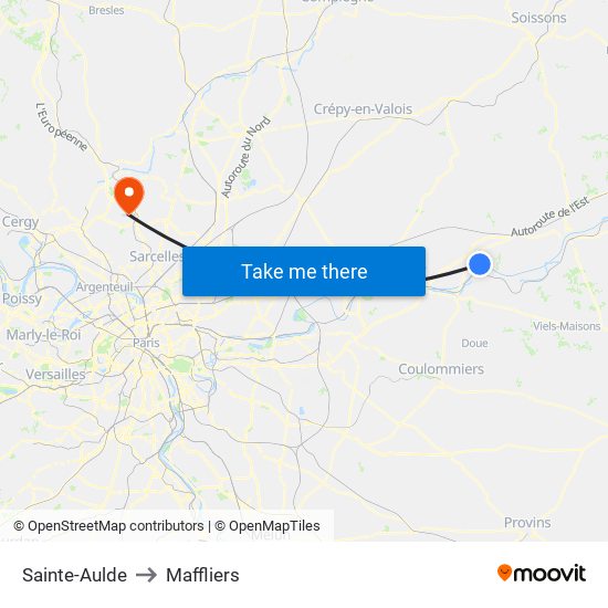 Sainte-Aulde to Maffliers map