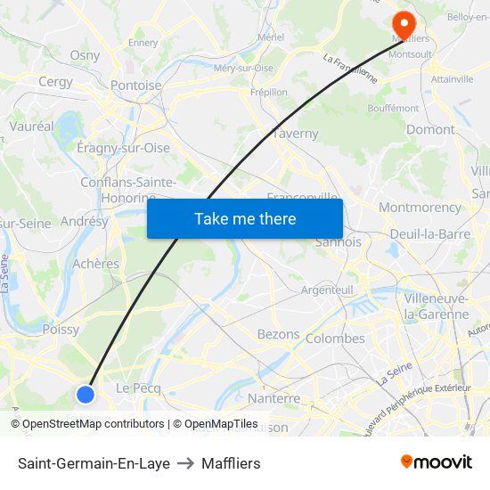 Saint-Germain-En-Laye to Maffliers map