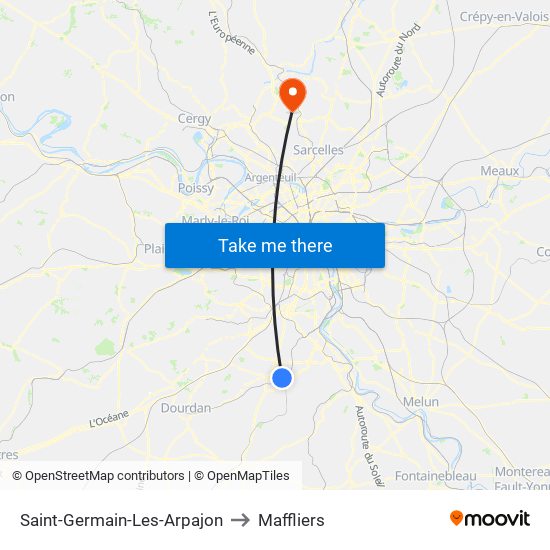 Saint-Germain-Les-Arpajon to Maffliers map