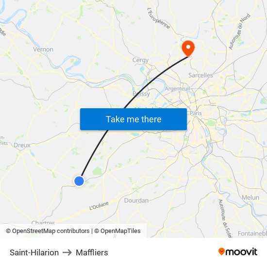 Saint-Hilarion to Maffliers map