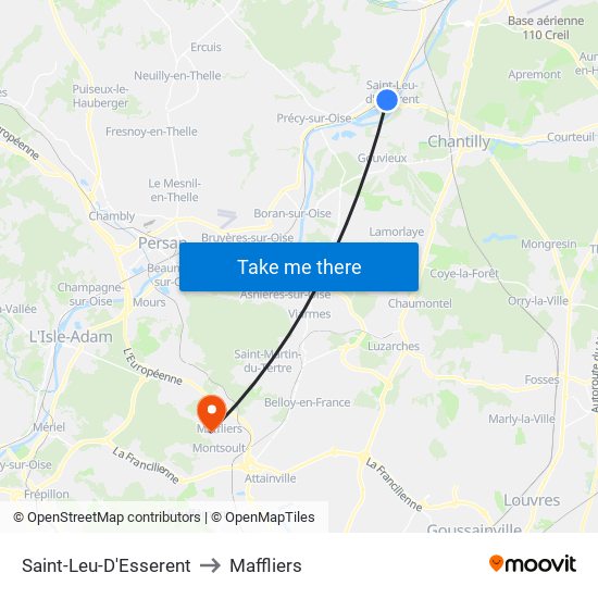 Saint-Leu-D'Esserent to Maffliers map