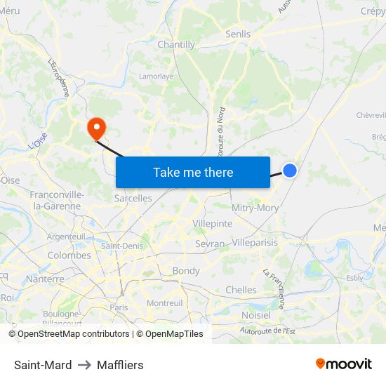 Saint-Mard to Maffliers map