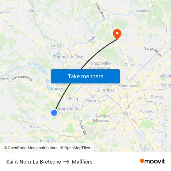 Saint-Nom-La-Breteche to Maffliers map