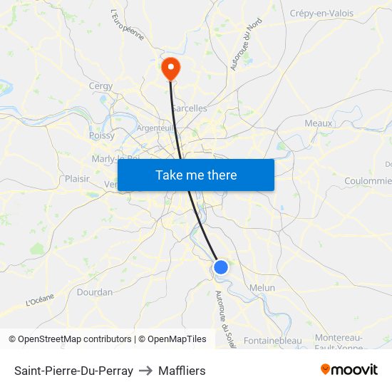 Saint-Pierre-Du-Perray to Maffliers map