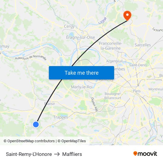 Saint-Remy-L'Honore to Maffliers map