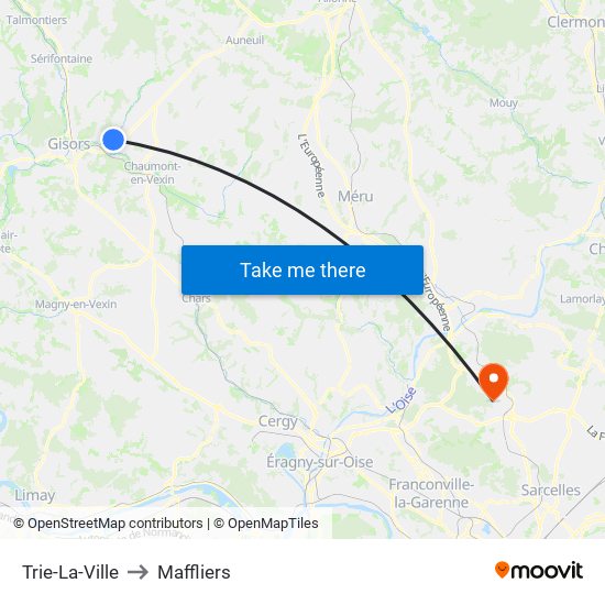 Trie-La-Ville to Maffliers map