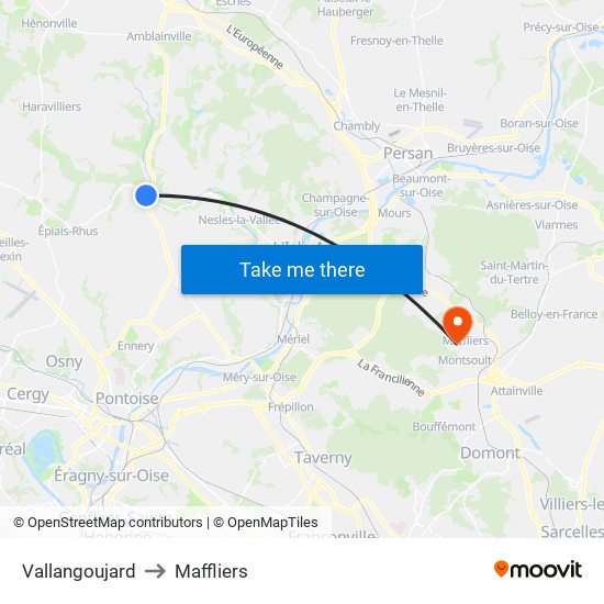Vallangoujard to Maffliers map