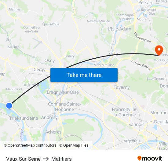Vaux-Sur-Seine to Maffliers map