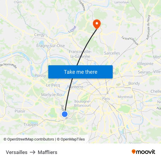 Versailles to Maffliers map