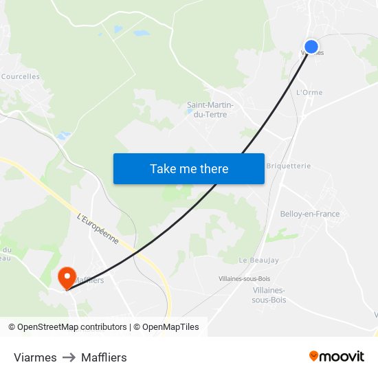 Viarmes to Maffliers map
