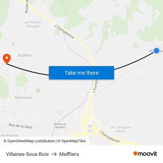 Villaines-Sous-Bois to Maffliers map
