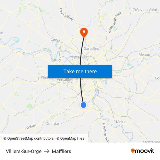 Villiers-Sur-Orge to Maffliers map
