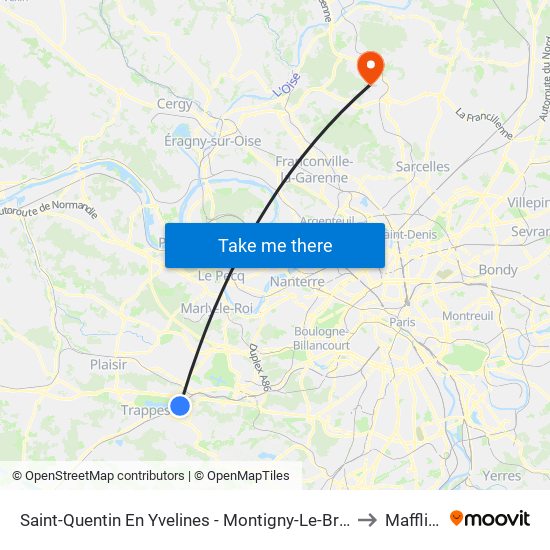 Saint-Quentin En Yvelines - Montigny-Le-Bretonneux to Maffliers map