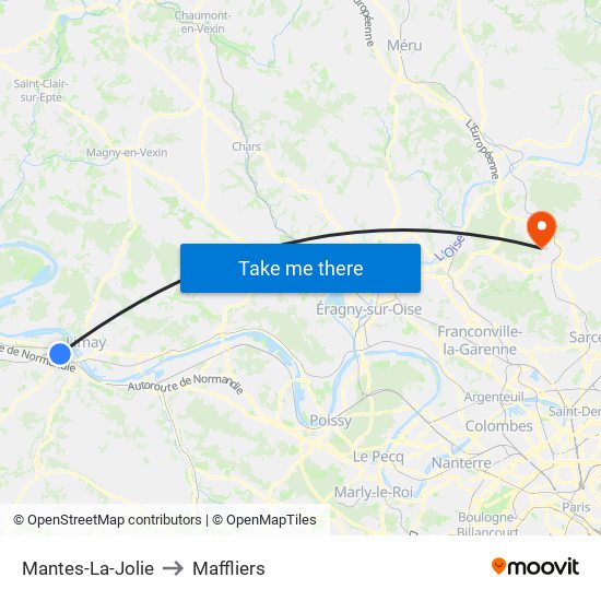 Mantes-La-Jolie to Maffliers map