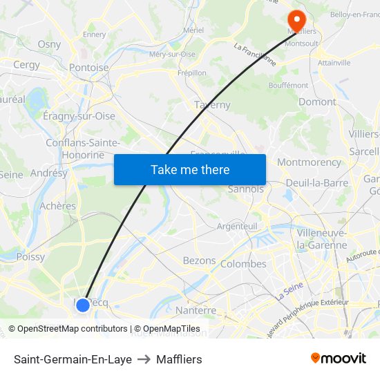 Saint-Germain-En-Laye to Maffliers map