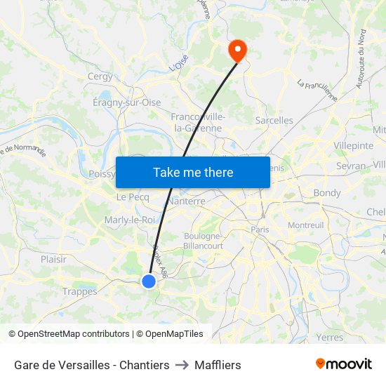 Gare de Versailles - Chantiers to Maffliers map