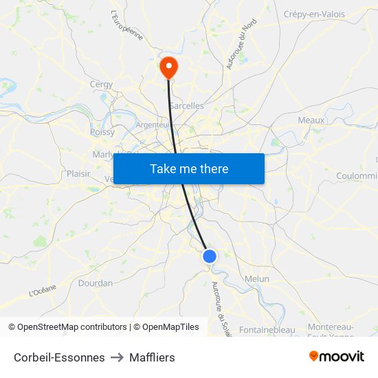 Corbeil-Essonnes to Maffliers map