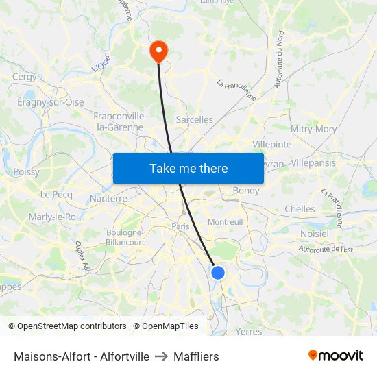 Maisons-Alfort - Alfortville to Maffliers map