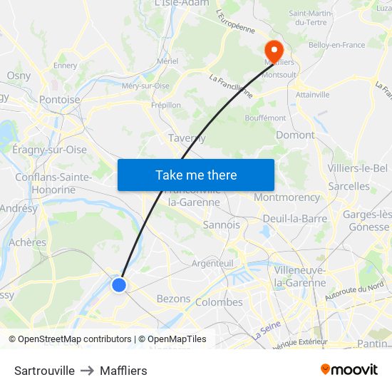 Sartrouville to Maffliers map