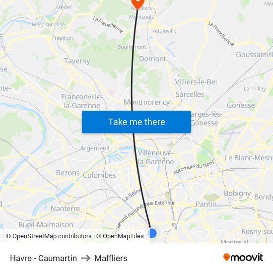 Havre - Caumartin to Maffliers map
