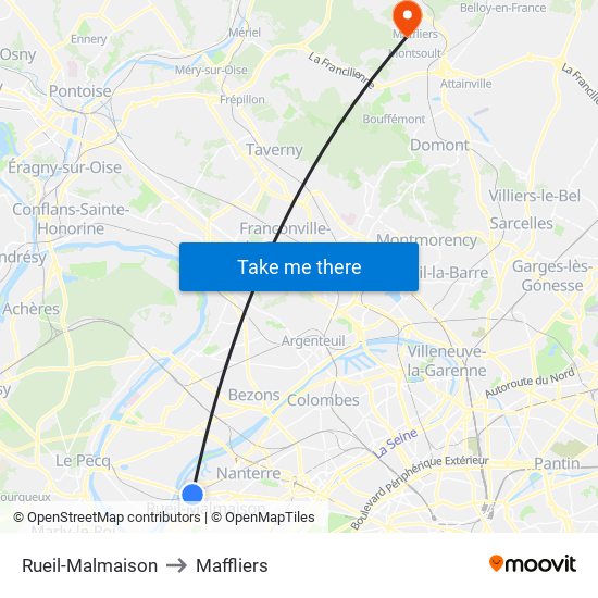 Rueil-Malmaison to Maffliers map