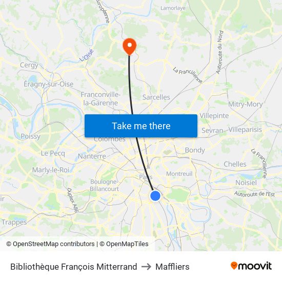 Bibliothèque François Mitterrand to Maffliers map