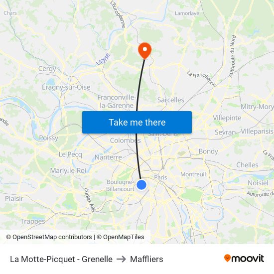 La Motte-Picquet - Grenelle to Maffliers map