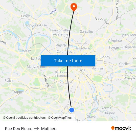Rue Des Fleurs to Maffliers map