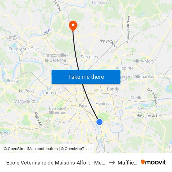 École Vétérinaire de Maisons-Alfort - Métro to Maffliers map