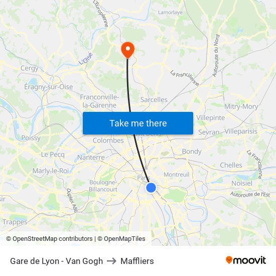 Gare de Lyon - Van Gogh to Maffliers map