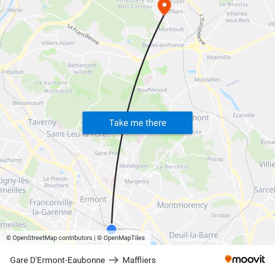 Gare D'Ermont-Eaubonne to Maffliers map