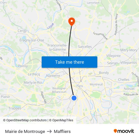 Mairie de Montrouge to Maffliers map
