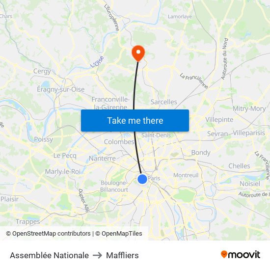 Assemblée Nationale to Maffliers map