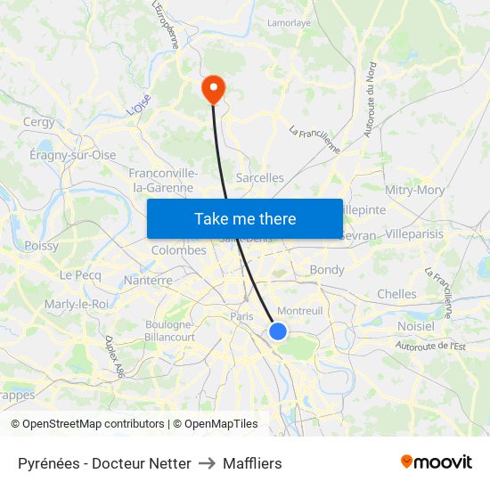 Pyrénées - Docteur Netter to Maffliers map