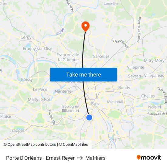 Porte D'Orléans - Ernest Reyer to Maffliers map