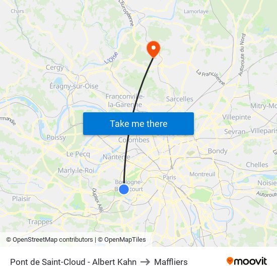 Pont de Saint-Cloud - Albert Kahn to Maffliers map
