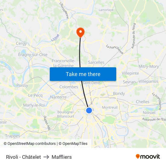 Rivoli - Châtelet to Maffliers map