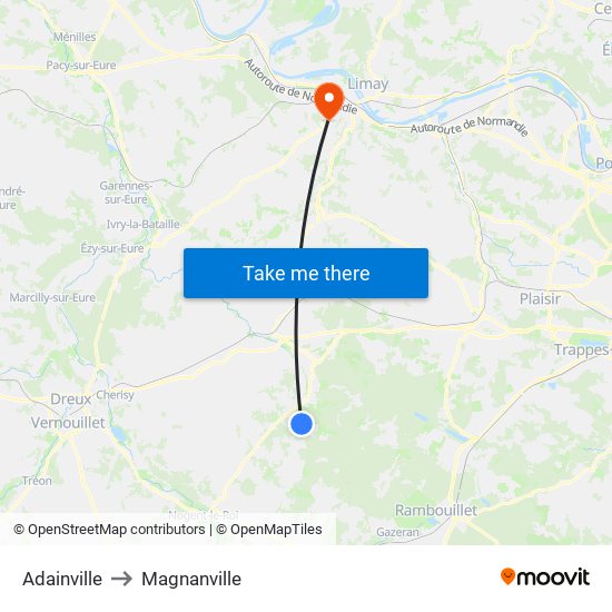 Adainville to Magnanville map