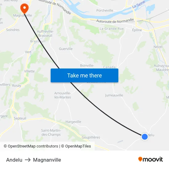 Andelu to Magnanville map