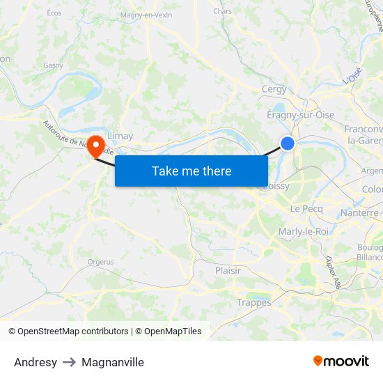 Andresy to Magnanville map