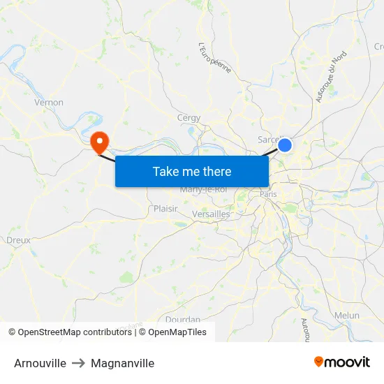 Arnouville to Magnanville map