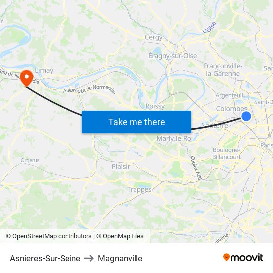 Asnieres-Sur-Seine to Magnanville map