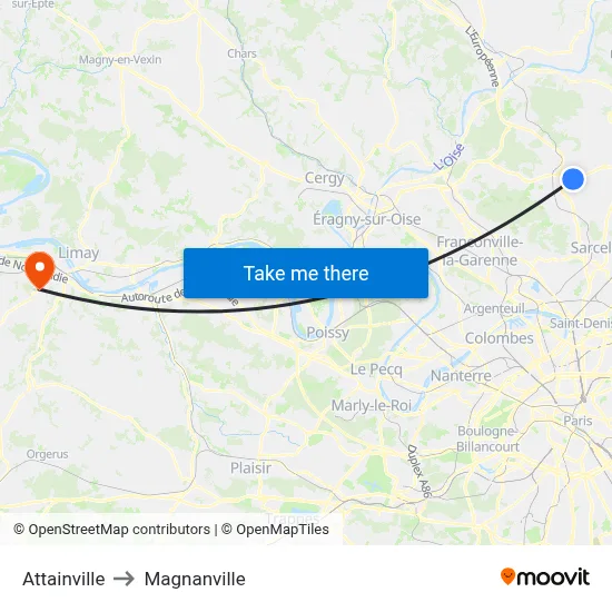 Attainville to Magnanville map